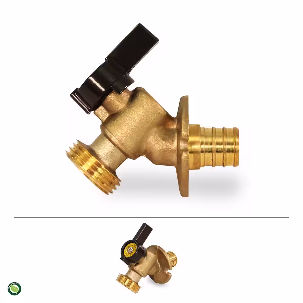 The Plumber's Choice 1/2 in. Pex Inlet x 3/4 in. MHT Outlet Quarter Turn Sillcock Hose Bibb; Cast Brass