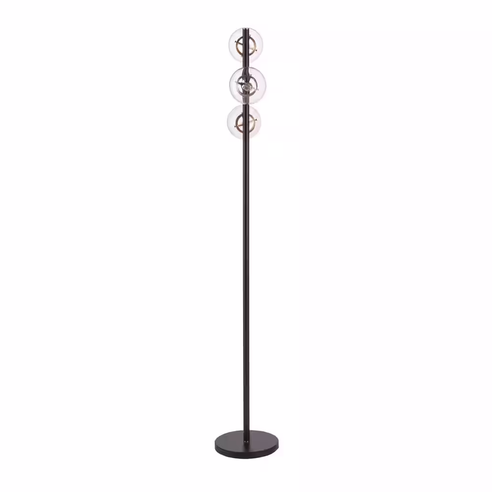 None Boltonly 66 in. 3-Light Black Floor Lamp