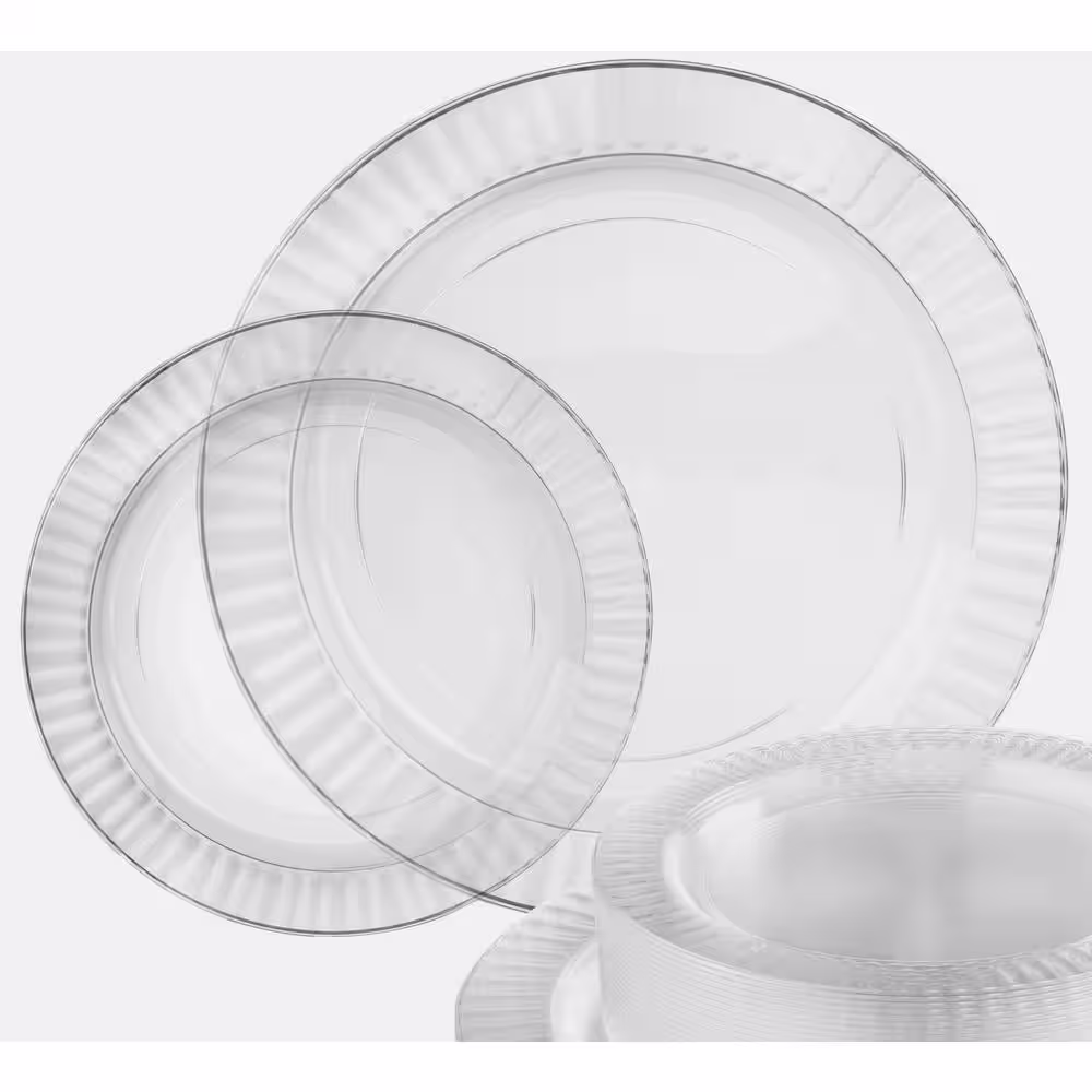 None Raised Textured Edge 10 in. and 7 in. Clear Disposable Plastic Combo Plates [25-Sets/Box, 6-Boxes/Carton]