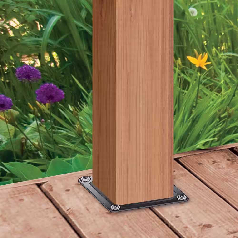 NUVO IRON 4 in. x 4 in. Black Wood Post Connector Plate