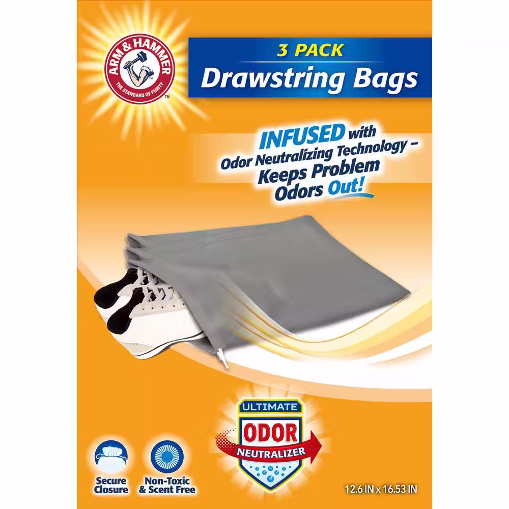 Arm and Hammer Gray Non Woven Set of Three Drawstring Storage