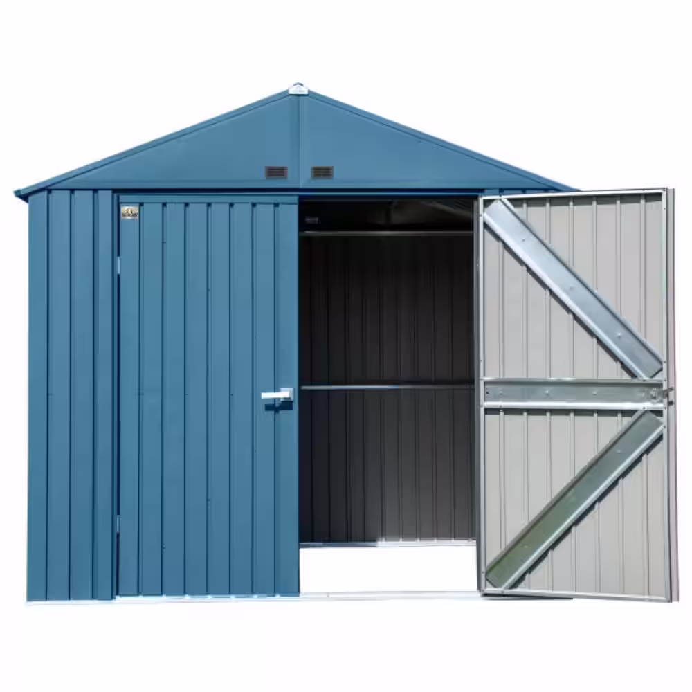 Arrow Elite 8 ft. W x 6 ft. D Blue Grey Metal Premium Vented Corrosion Resistant Steel Storage Shed 46 sq. ft.