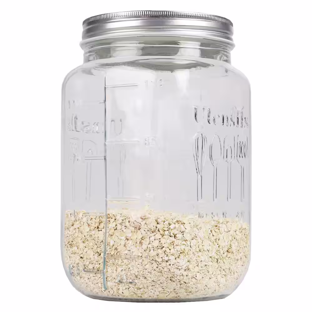 Home Basics 153.6 oz. X-Large Clear Glass Mason Canister Jar