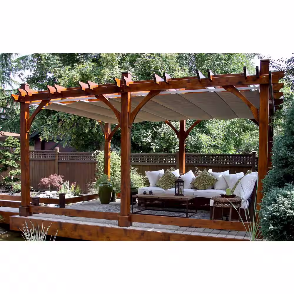 Outdoor Living Today 12 ft. x 16 ft. Breeze Cedar Pergola with Retractable Canopy