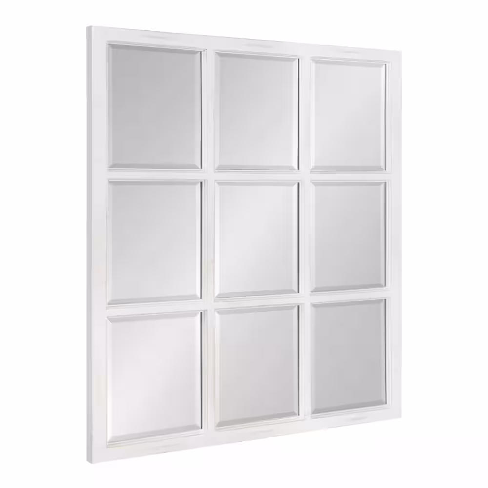 Kate and Laurel Hogan Windowpane White Wood Wall Mirror