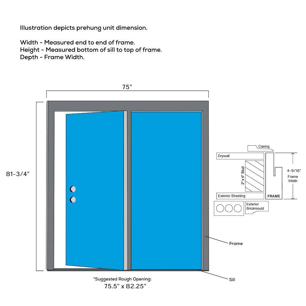 MMI Door 72 in. x 80 in. Clear Low-E Glass Primed Steel Prehung Right-Hand Inswing Full Lite Stationary Patio Door