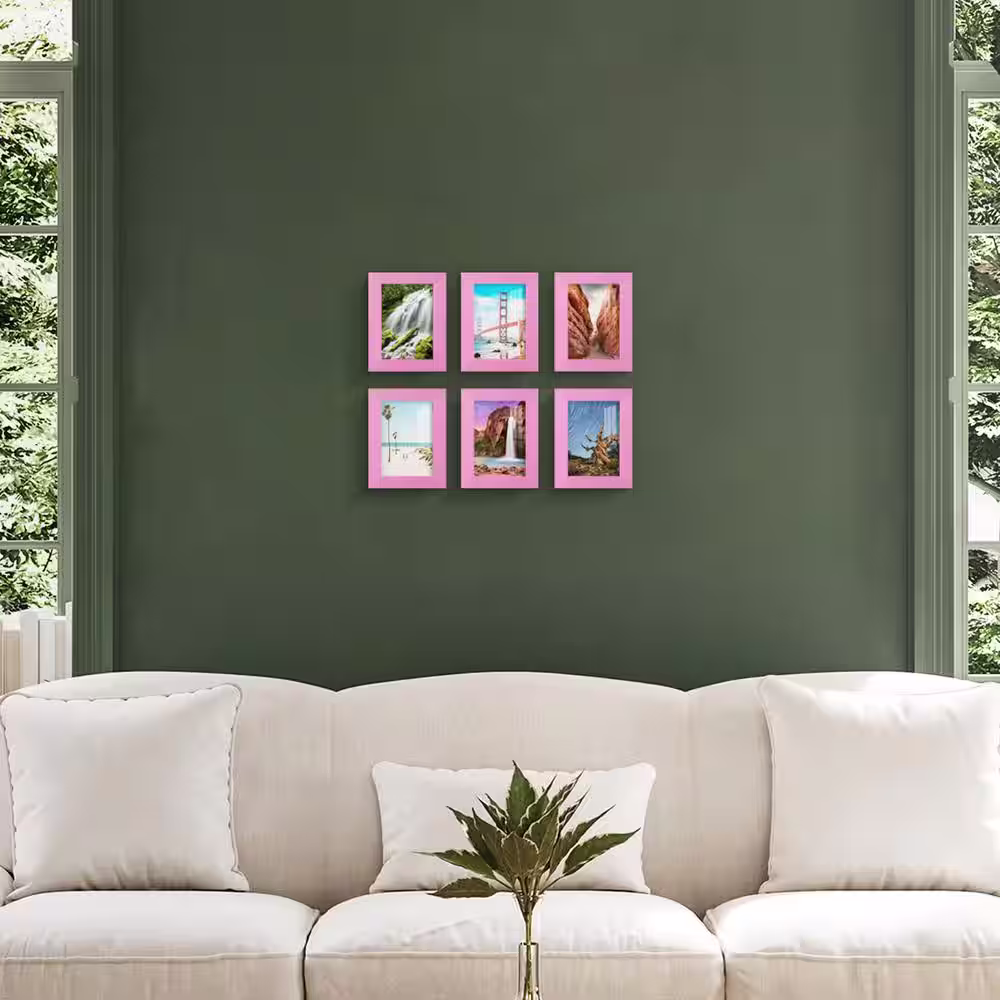 None Textured 3.5 in. x 5 in. Pink Picture Frame (Set of 6)