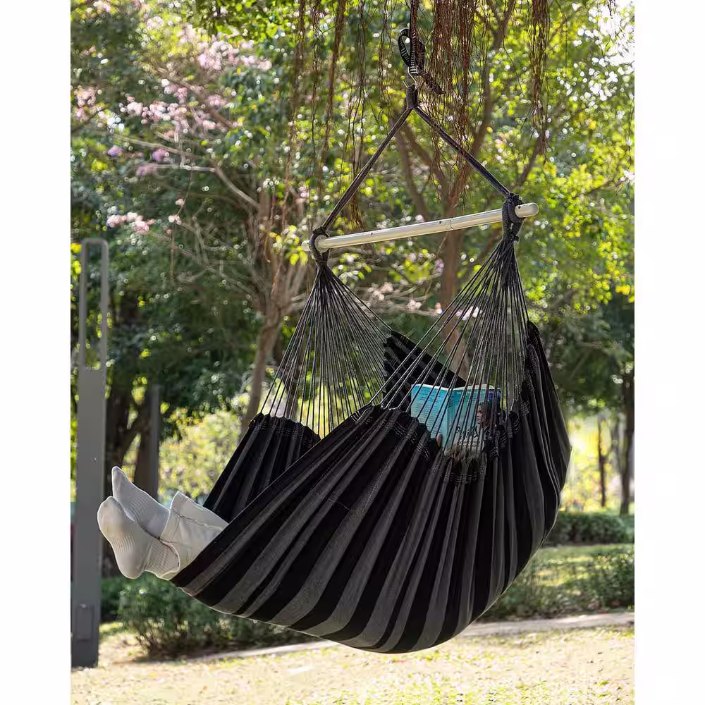 None Hammock Chair Swing-Large Hanging Hammock Chair-Max 500 Lbs-63in Hammock Swing- Roomy & Heavy Duty, Black and Grey