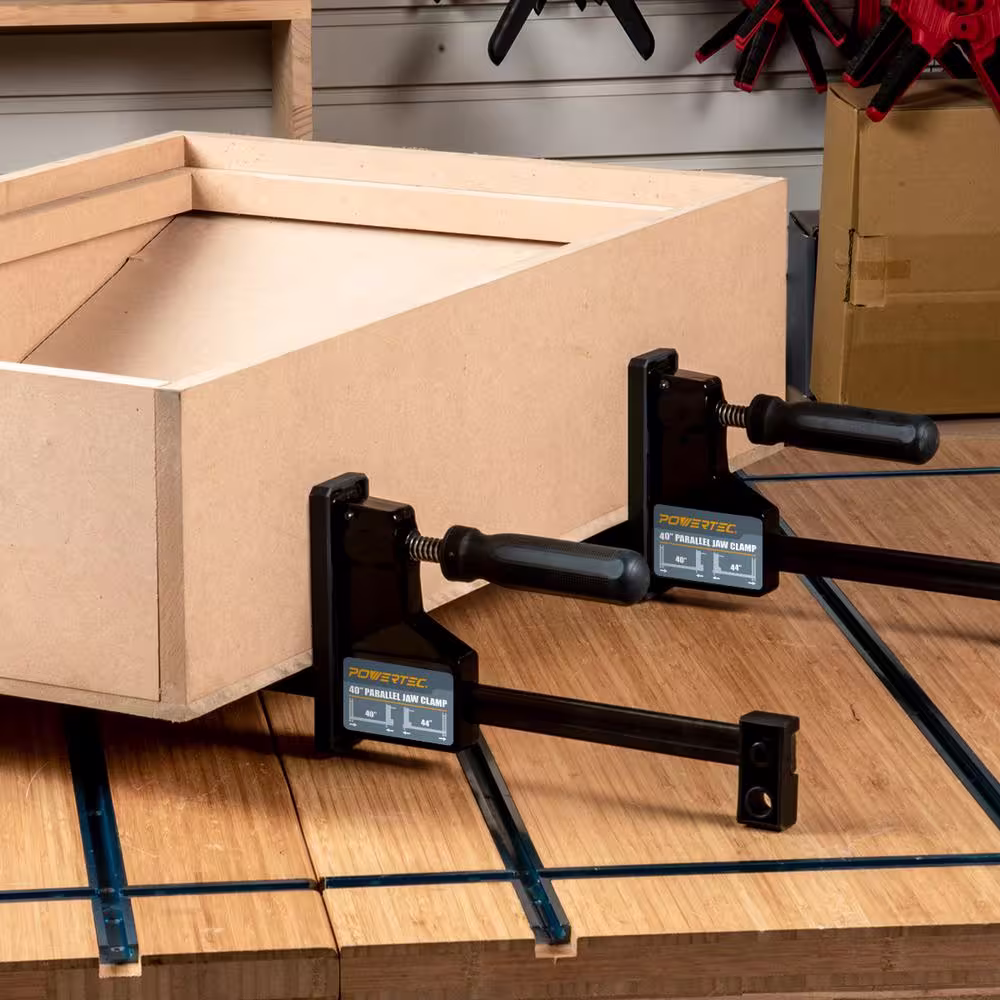 POWERTEC 40 in. Woodworking Parallel Clamps Jaw Bar Clamp Spreader Tool Set (8-Pack)