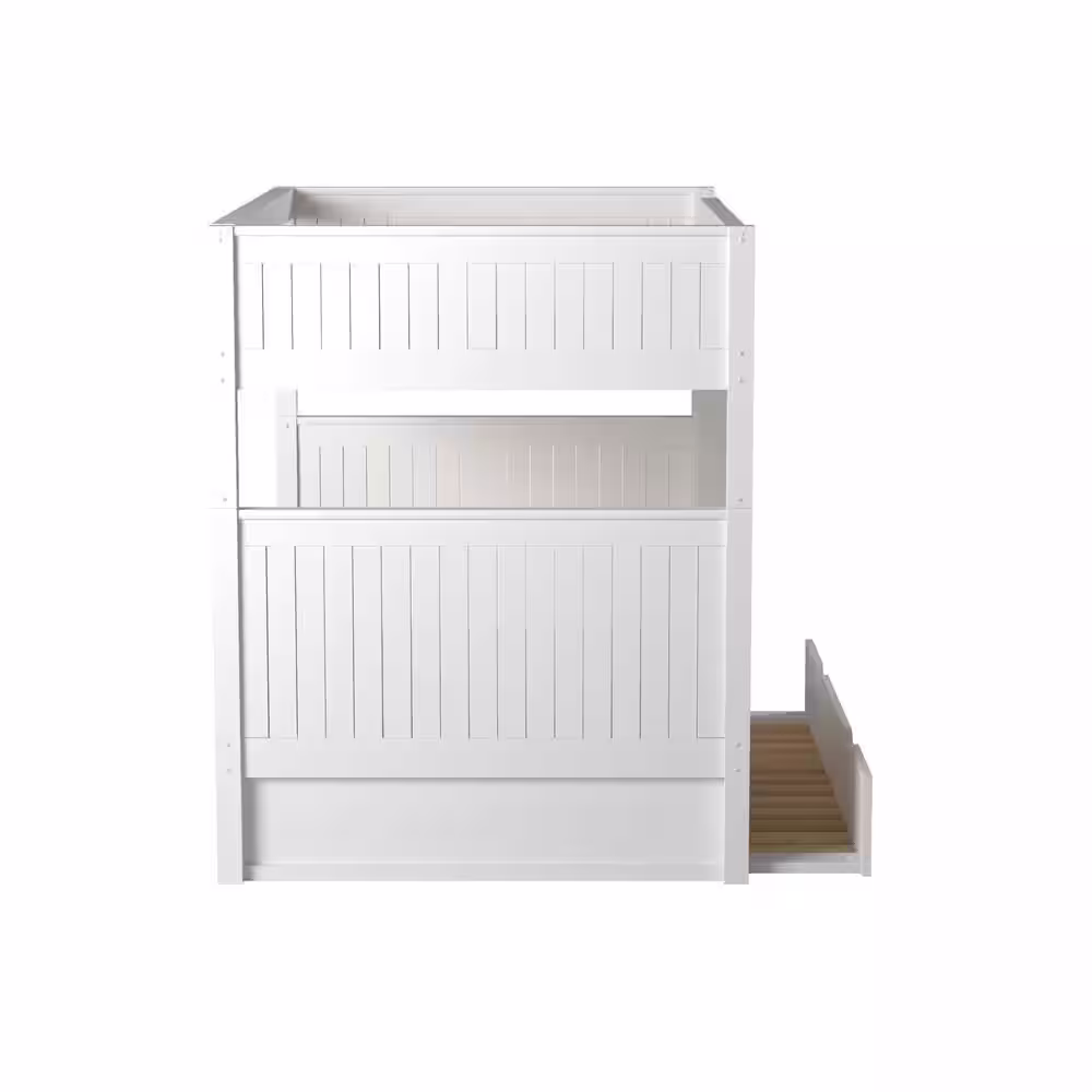 Camaflexi Panel White Full over Full Bunk Bed with Twin Trundle
