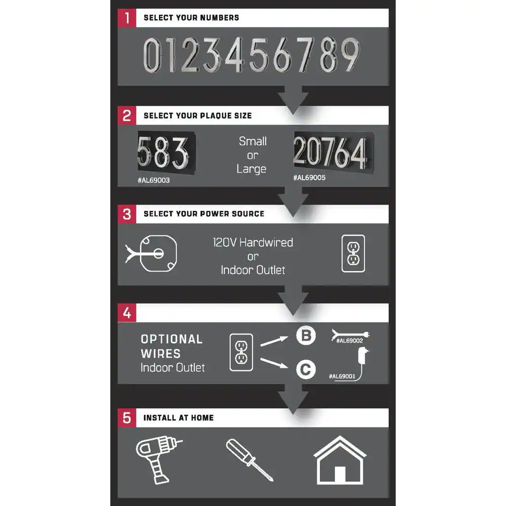 None 5 in. Satin Nickel LED Backlit House Number 3