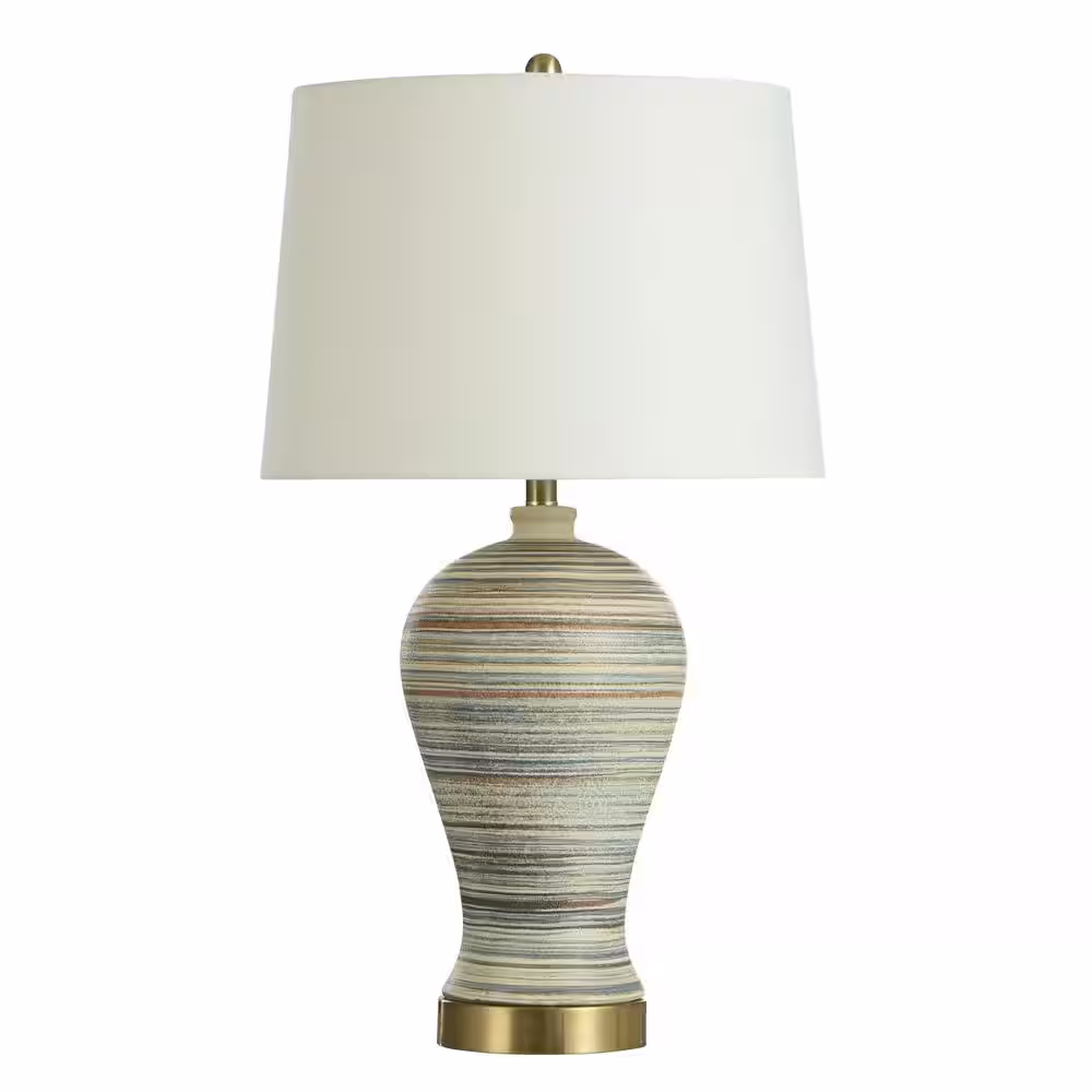 StyleCraft Apache 30 in. Earthy/Brushed Gold/Off-White Table Lamp