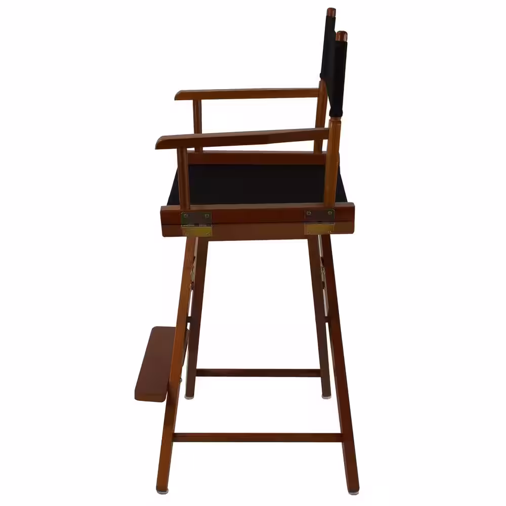 American Trails 24 in. Extra-Wide Mission Oak Wood Frame/Black Canvas Seat Folding Directors Chair