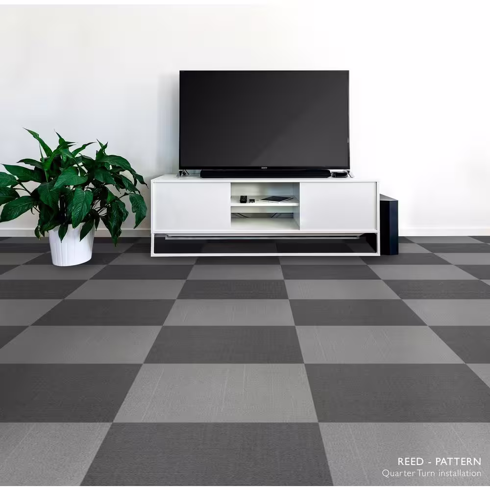 TrafficMaster Reed Gray Residential/Commercial 19.68 in. x 19.68 Peel and Stick Carpet Tile (8 Tiles/Case)21.53 sq. ft.