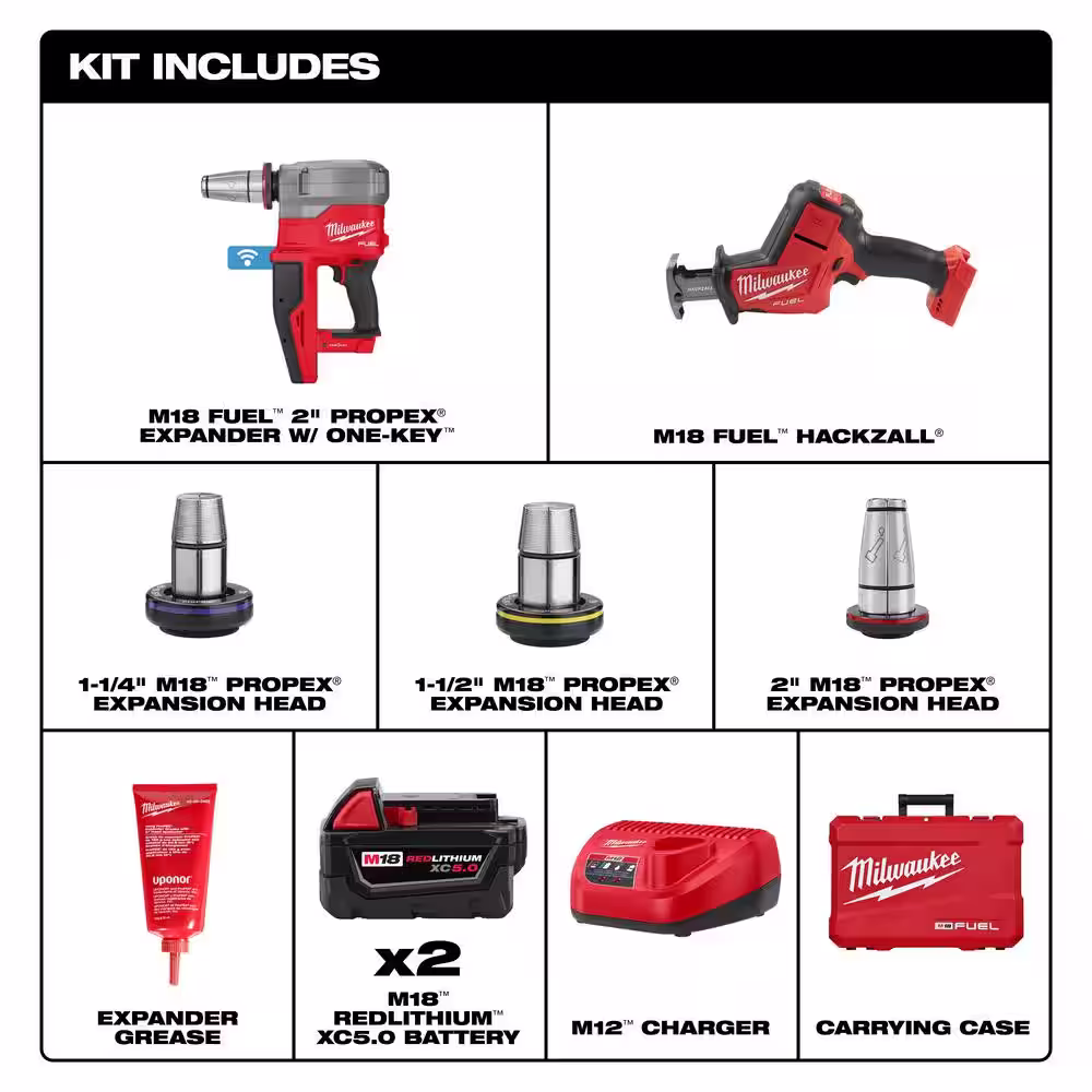Milwaukee M18 Fuel 18-Volt Lithium-Ion Brushless Cordless 1/2 in. - 2 in. Expansion Tool Kit with M18 Fuel Hackzall Saw (2-Tool)
