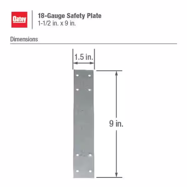 Oatey 1-1/2 in. x 9 in. 18-Gauge Stud Guard Safety Plate