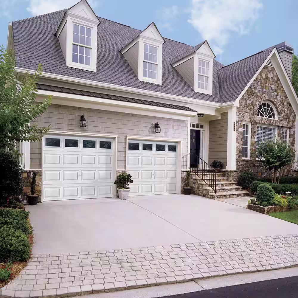Clopay Classic Collection 8 ft. x 7 ft. 12.9 R-Value Intellicore Insulated White Garage Door with Plain Windows