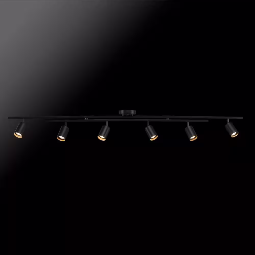 Globe Electric 5.35 ft. 6-Light Matte Black Flexible Track Lighting Kit with Center Swivel Bars