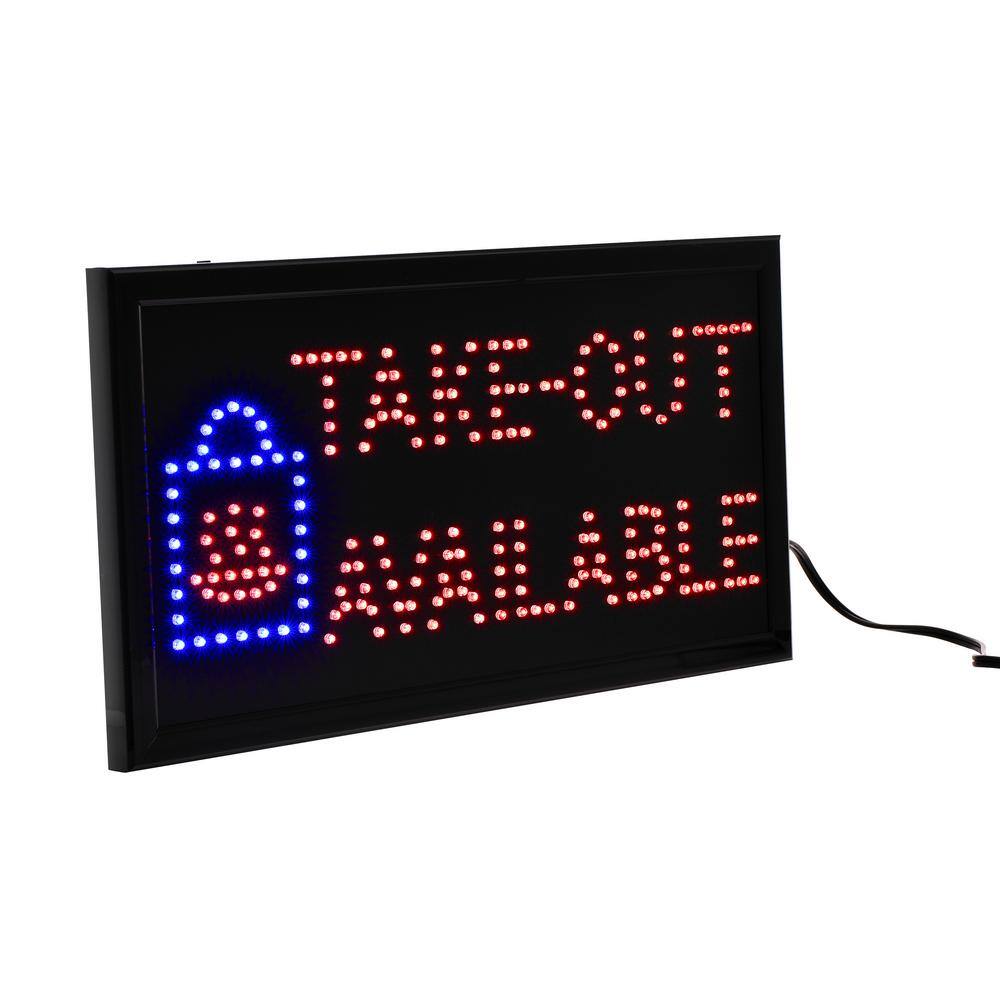 Alpine Industries 19 in. x 10 in. LED Rectangular Take-Out Available Sign with 2 Display Modes
