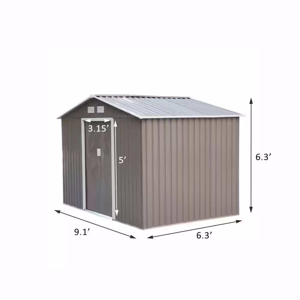Outsunny 6 ft. x 9 ft. Metal Outdoor Backyard Garden Utility Storage Tool Shed Kit with Spacious Design and WeatherResistant Roof