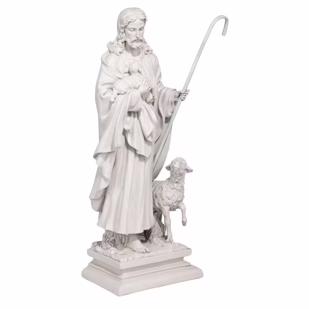 Design Toscano 28 in. H Jesus The Good Shepherd Large Garden Statue