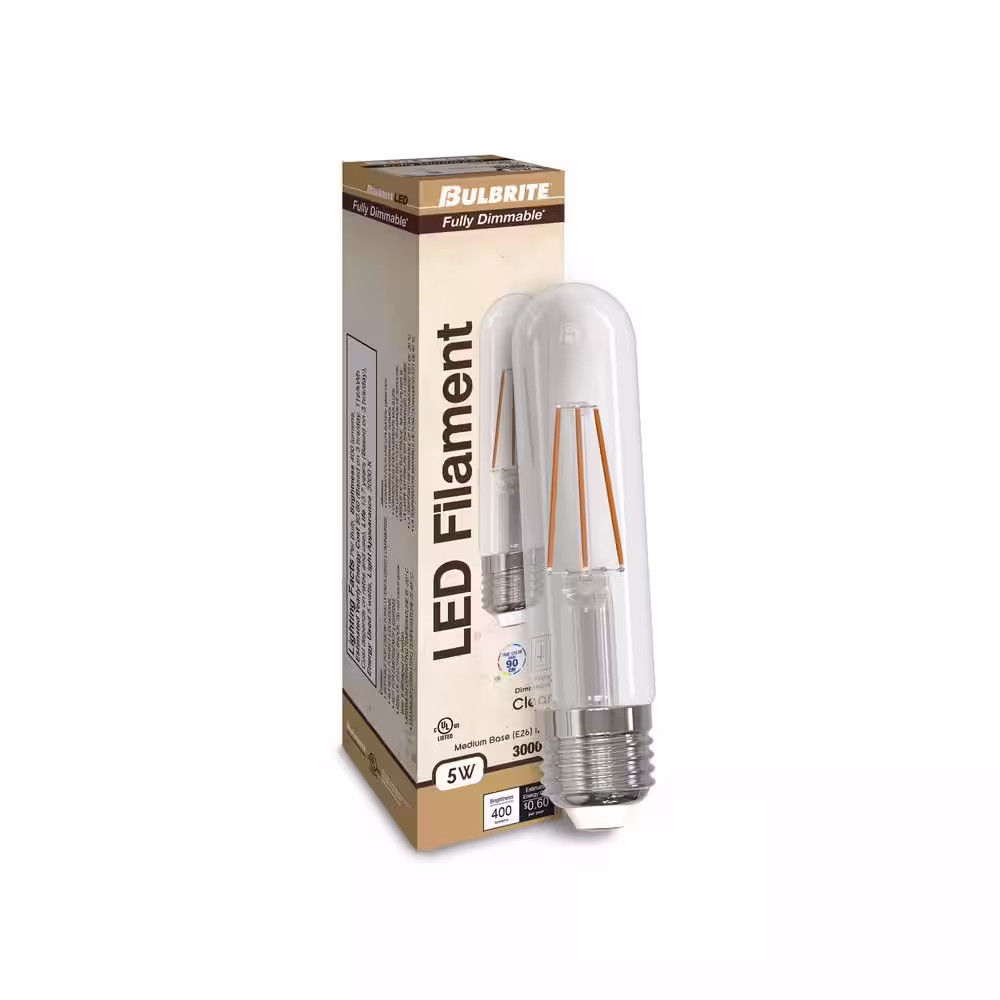 Bulbrite 40-Watt Equivalent T9 Clear Dimmable Edison LED Light Bulb Soft White (2-Pack)