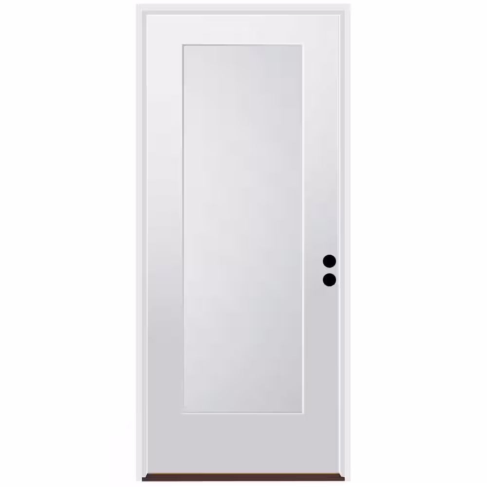 CODEL DOORS 36 in. x 80 in. 1-Panel Left-Hand/Inswing Unfinished Primed White Fiberglass Prehung Front Door w/6-9/16 in. Jamb Size