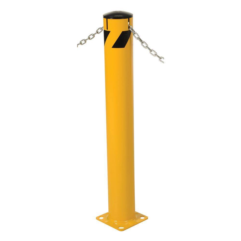Vestil 36 in. X 5.5 in. Yellow Steel Pipe Safety Bollard with Chain Slots