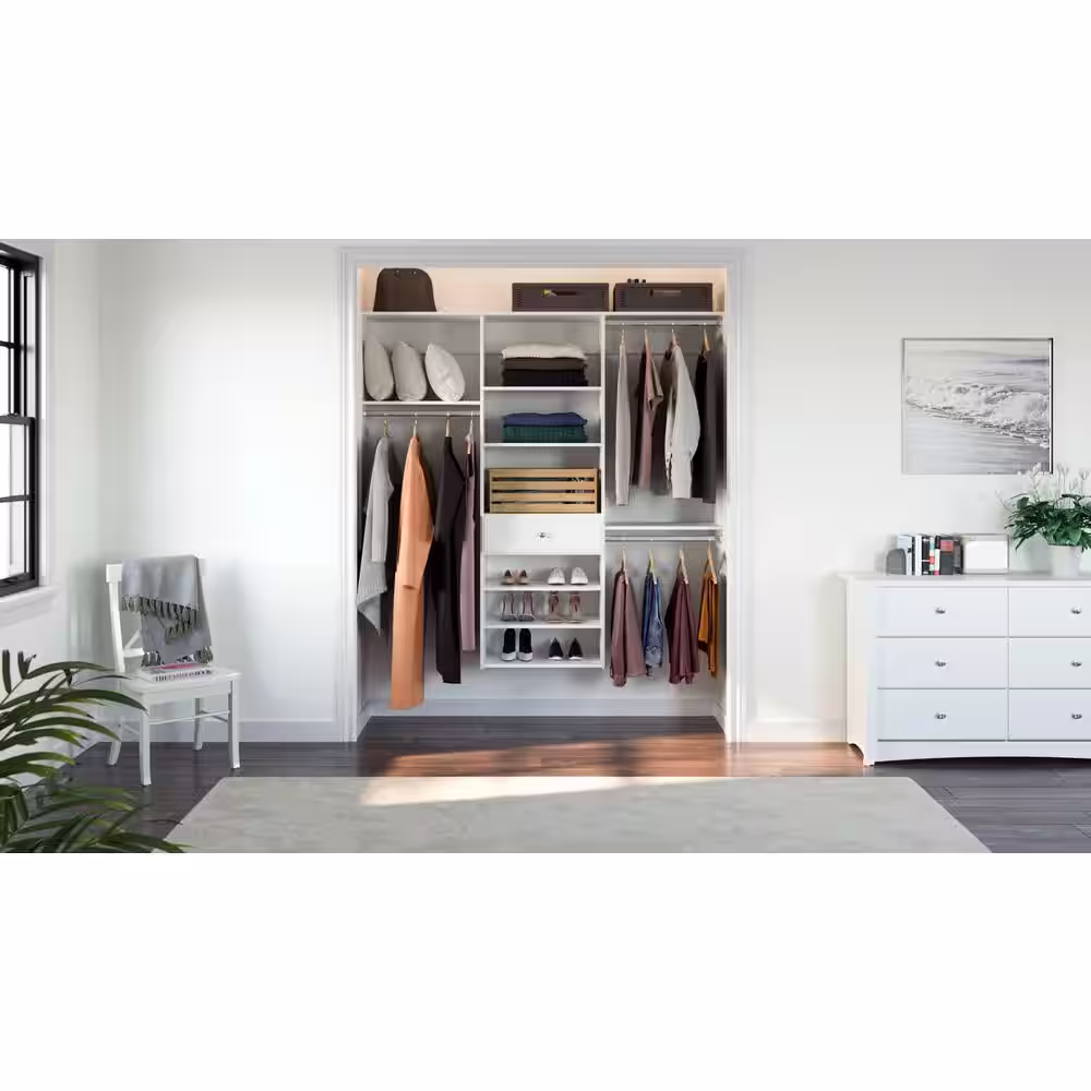 Closet Evolution 14 in. D x 72 in. W x 72 in. H Classic White Perfect Fit Wood Closet Kit
