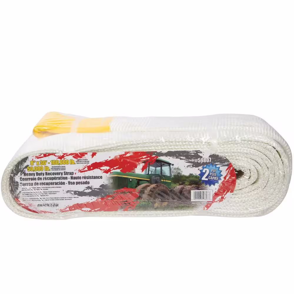 Erickson 8 in. x 30 ft. 100,000 lbs. Recovery Strap with Yellow Wear Material