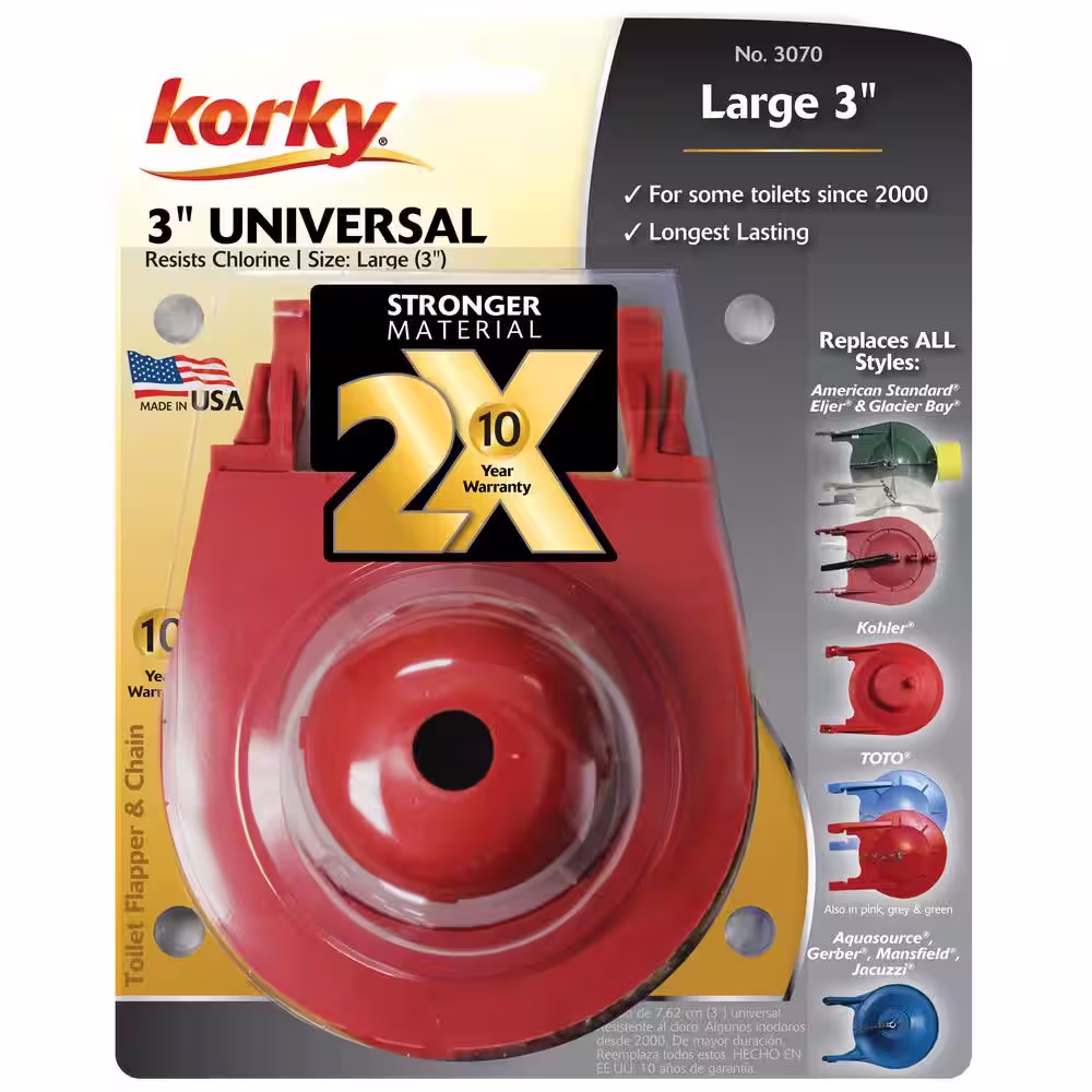 Korky 2X High Performance 3-in Rubber Universal Toilet Tank Flapper