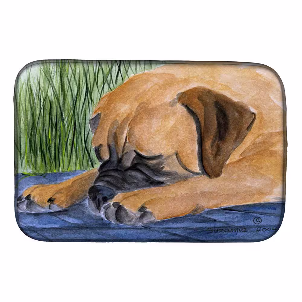 Caroline's Treasures 14 in. x 21 in. Multicolor Bullmastiff Dish Drying Mat