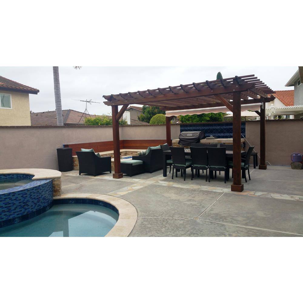 None 18 ft. x 18 ft. Mission Brown Redwood Pergola