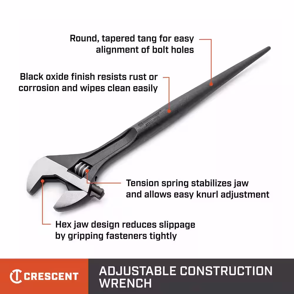 Crescent 16 in. Black Oxide Adjustable Construction Wrench