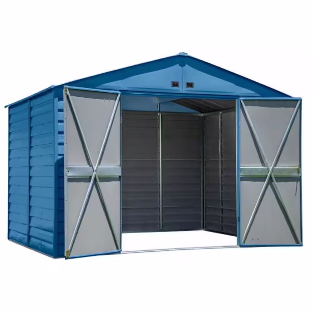 Arrow Select 10 ft. W x 8 ft. D Blue Grey Metal Shed 74 sq. ft.