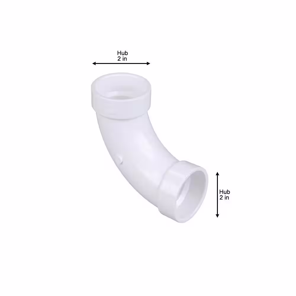 NIBCO 2 in. PVC DWV 90-Degree Hub x Hub Long-Turn Elbow Fitting