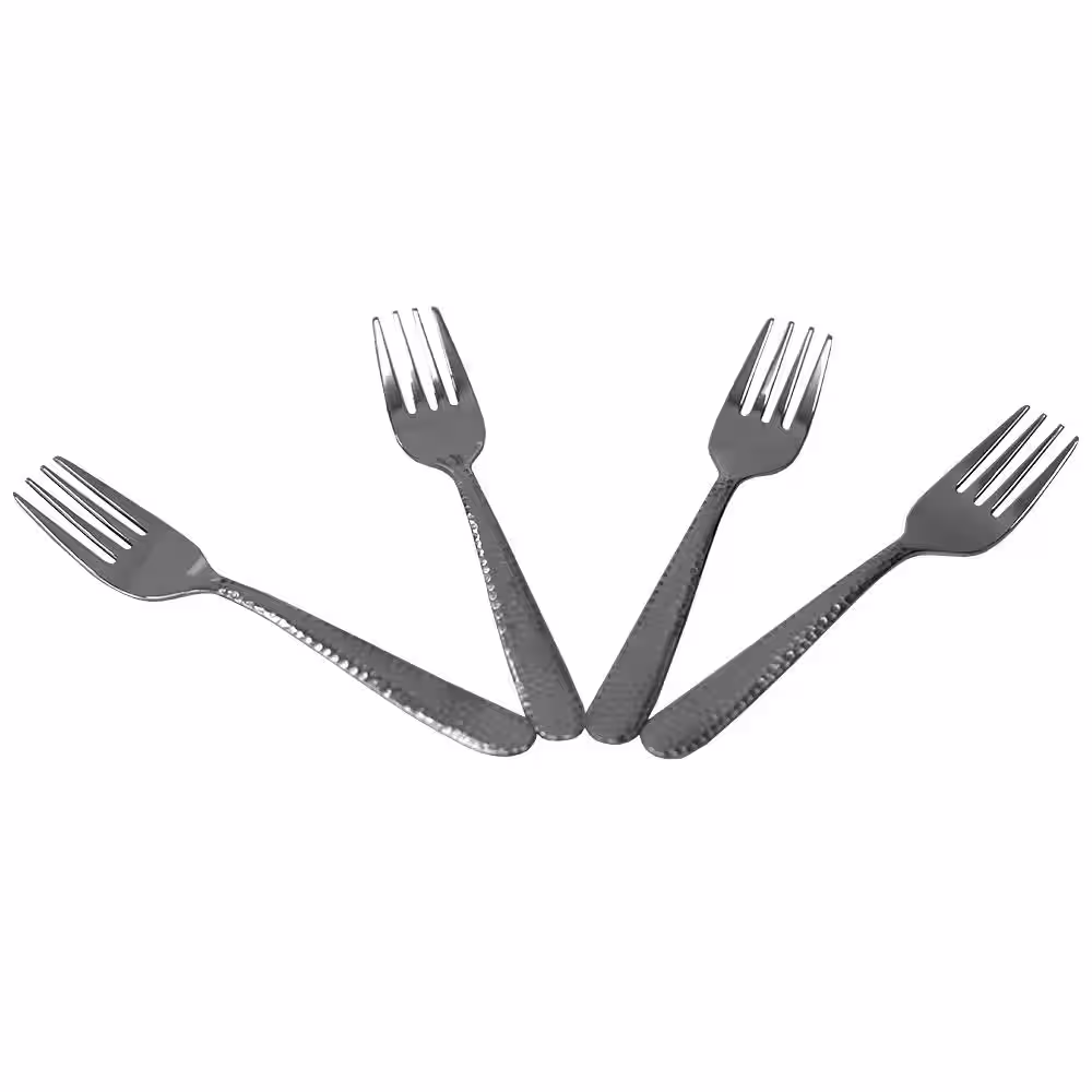 Home Basics Hammered Finish Silver 18/0 Stainless Steel Salad Fork Set (Set of 4)