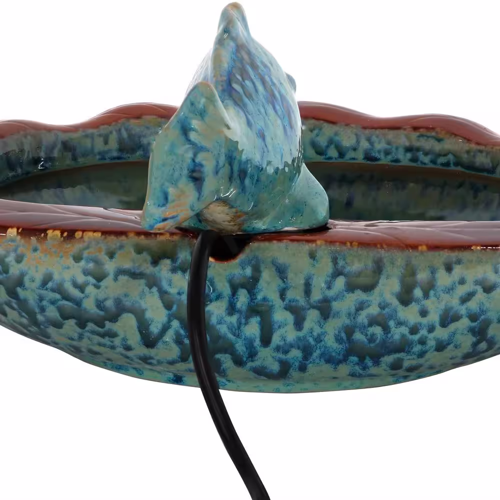 Sunnydaze Decor 7 in. Glazed Ceramic Fish Outdoor Cascading Water Fountain