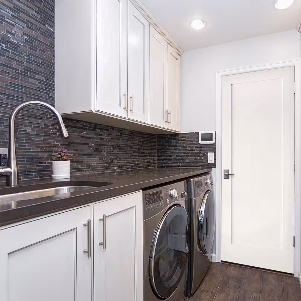Krosswood Doors 30 in. x 80 in. Shaker 1-Panel Primed Solid Hybrid Core MDF Left-Hand Single Prehung Interior Door