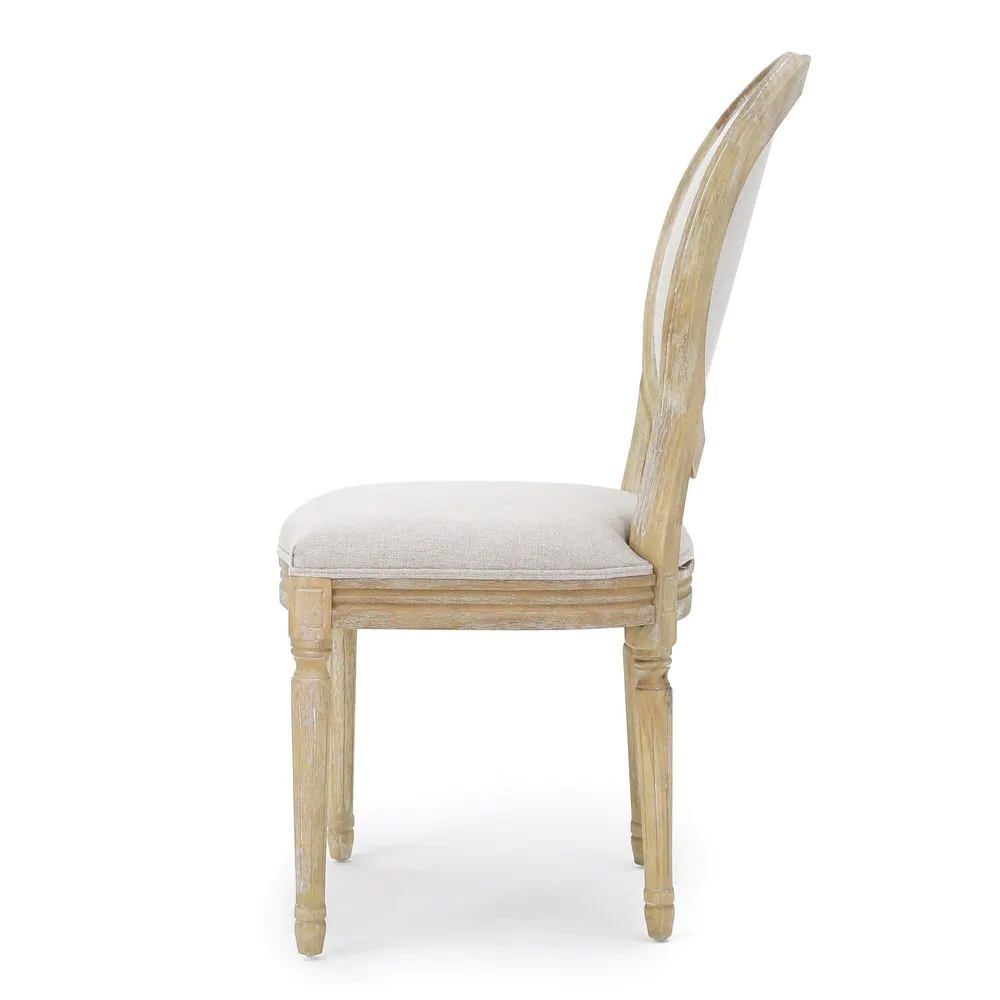 Noble House Phinnaeus Beige Fabric Upholstered Dining Chair (Set of 4)