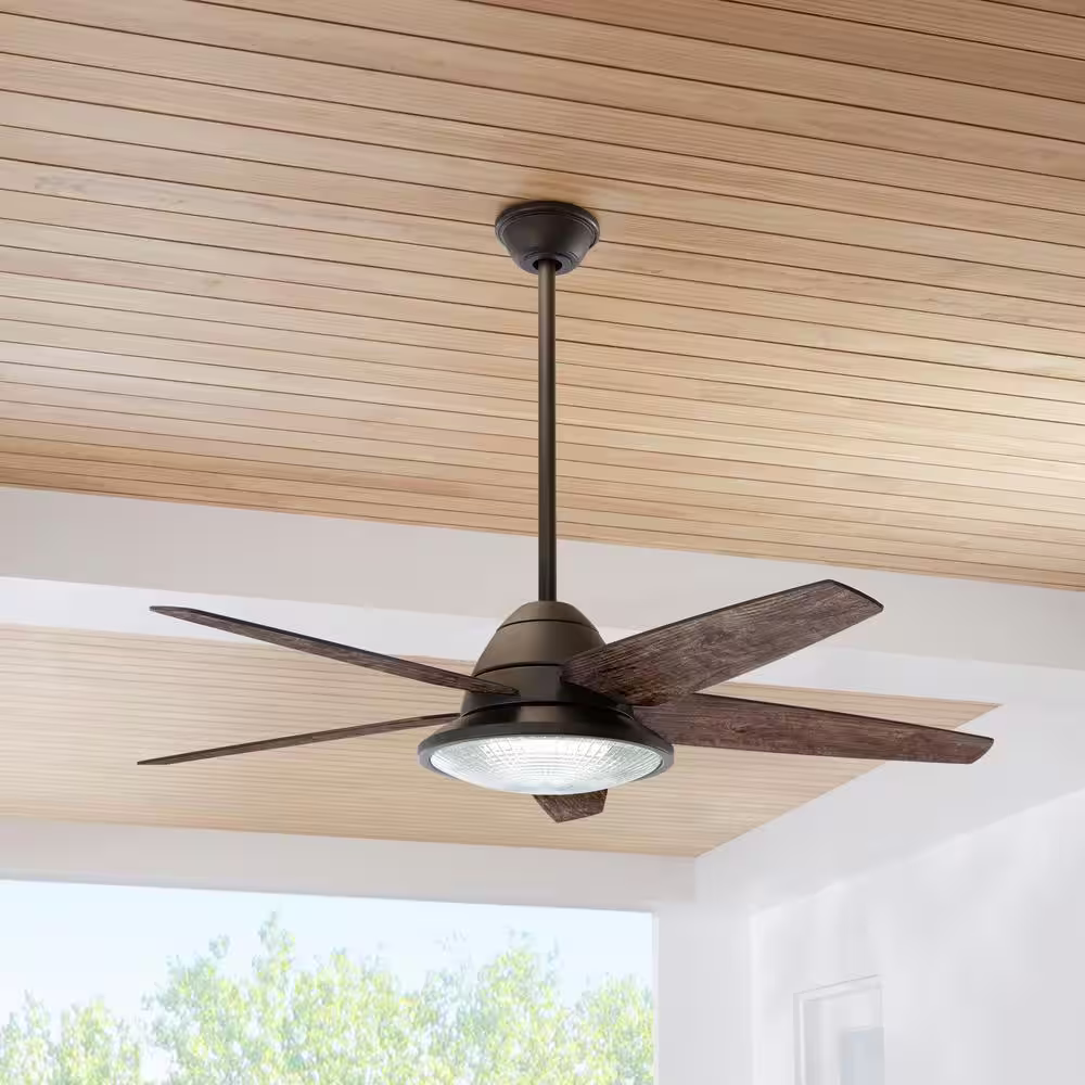 Home Decorators Collection BerwickÂ 52 in. LED Outdoor Espresso Bronze Ceiling Fan with Light
