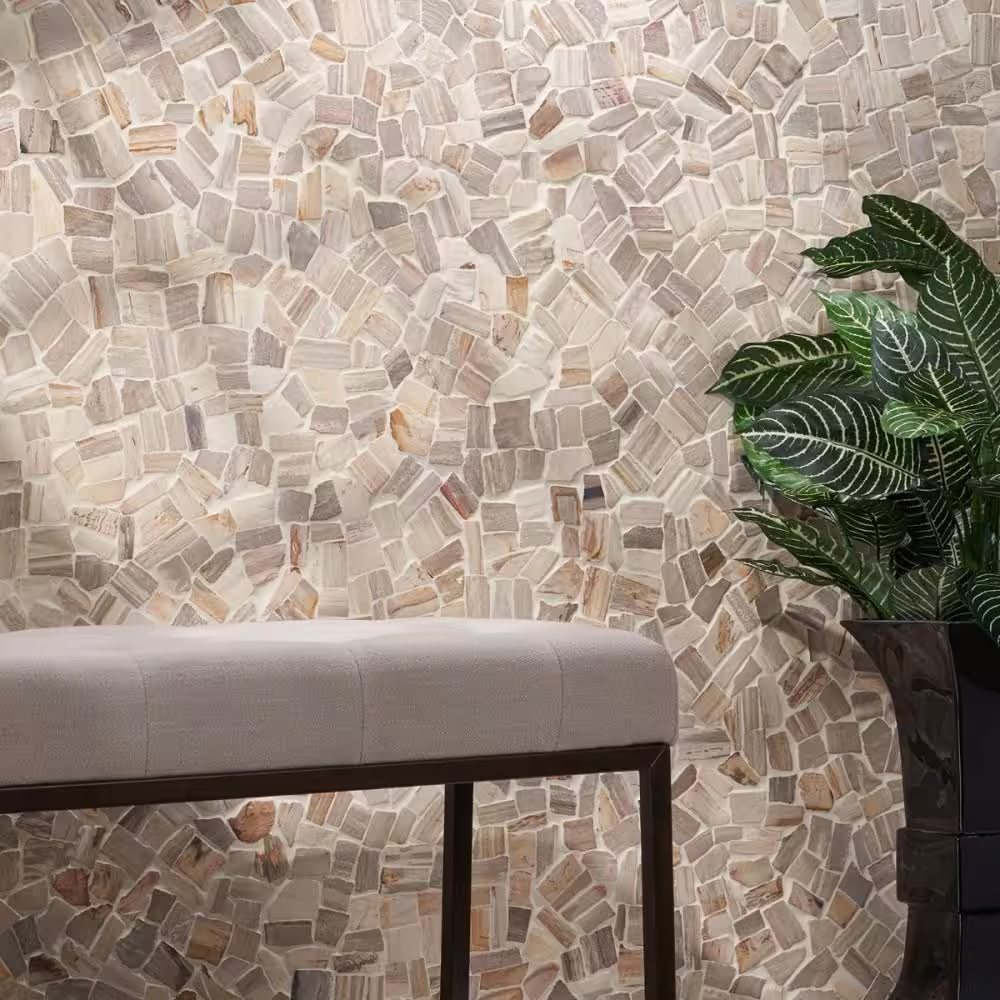 Ivy Hill Tile Dixiewood Tumbled Brown 11.81 in. x 11.81 in. Marble Floor and Wall Mosaic Tile (0.96 sq. ft./Each)