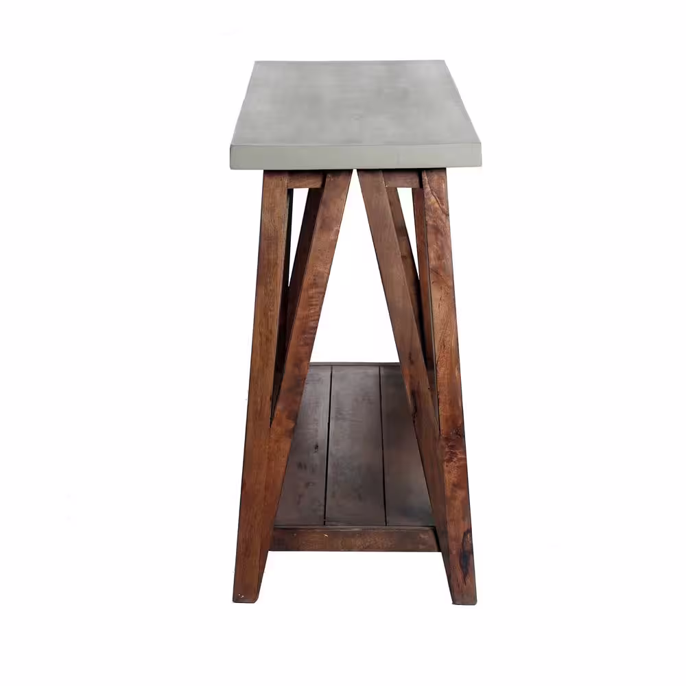 Alaterre Furniture Brookside 52 in. Light Gray/Brown Rectangle Wood Console Table with Concrete-Coating
