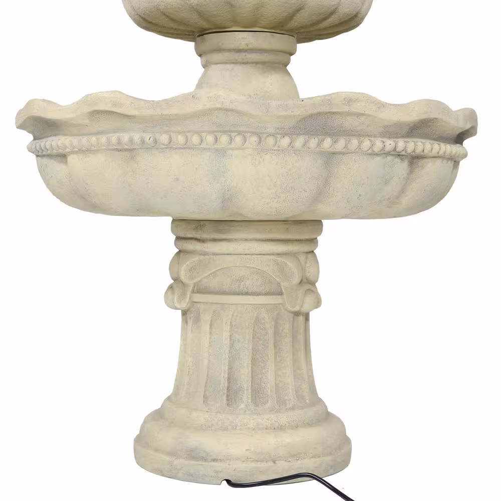 Sunnydaze Decor 51 in. 3-Tier Pineapple Outdoor Garden Patio Water Fountain in White