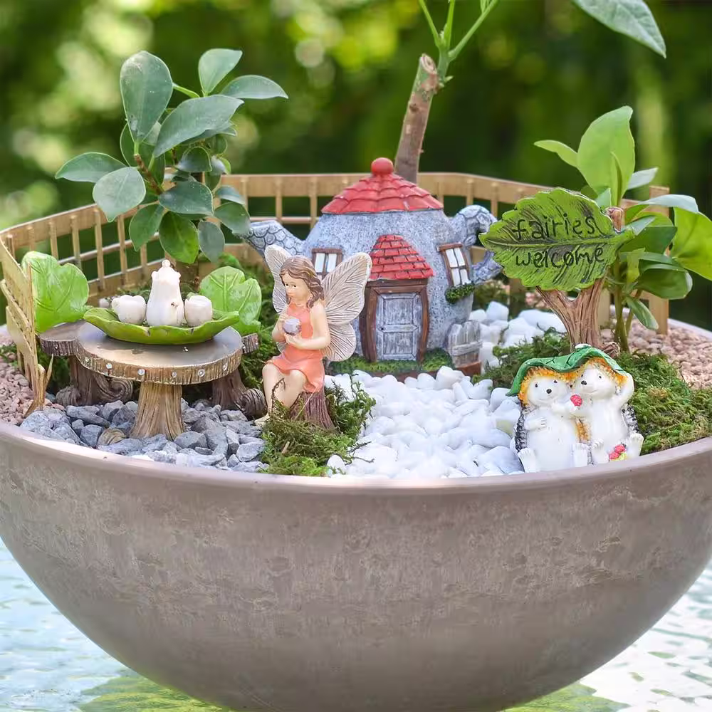 Arcadia Garden Products Tea Party Polyresin Fairy Garden Kit (11-Piece)