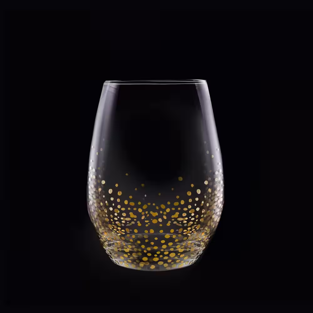 FITZ and FLOYD 20 oz. Gold Luster Stemless Wine Glasses (4-Pack)