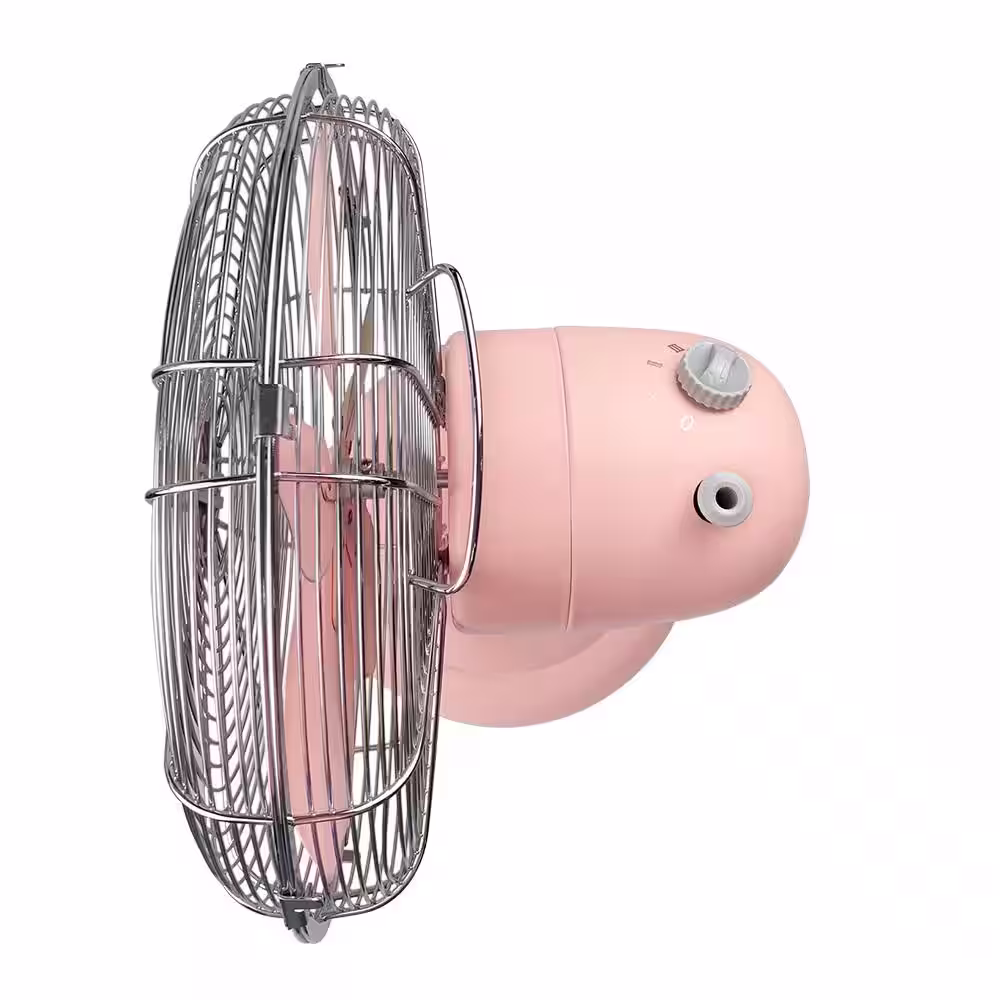 GOOD HOUSEKEEPING Retro 12 in. All-Metal Table Fan in Pink