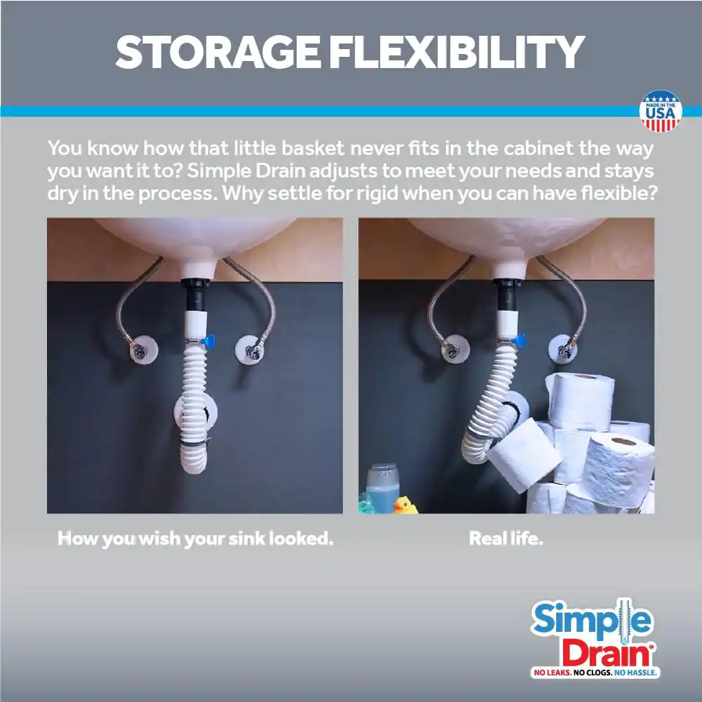SIMPLE DRAIN 1.25 in. Rubber Threaded P-Trap Bathroom Single Sink Drain Kit