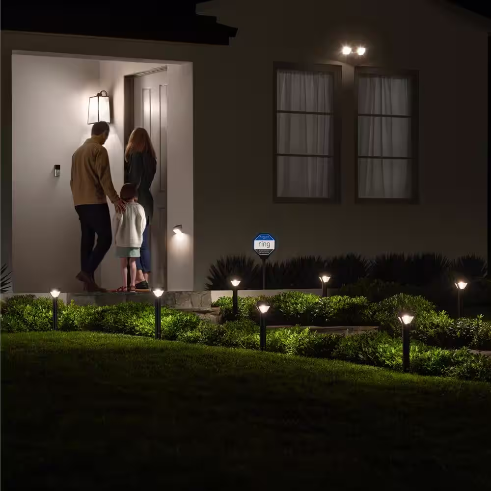 Ring Smart Lighting, Solar Black Motion Activated Outdoor Integrated LED Pathlight