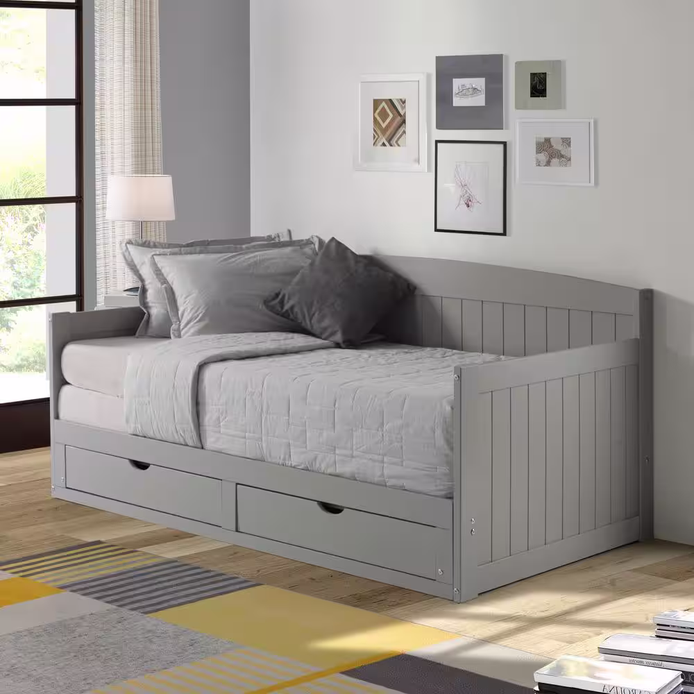 Alaterre Furniture Harmony Dove Gray Twin Daybed with King Conversion